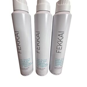 Lot of 3 Fekkai Clean Stylers Sheer Dry Shampoo Invisible 7.7 oz 218g Each NEW
